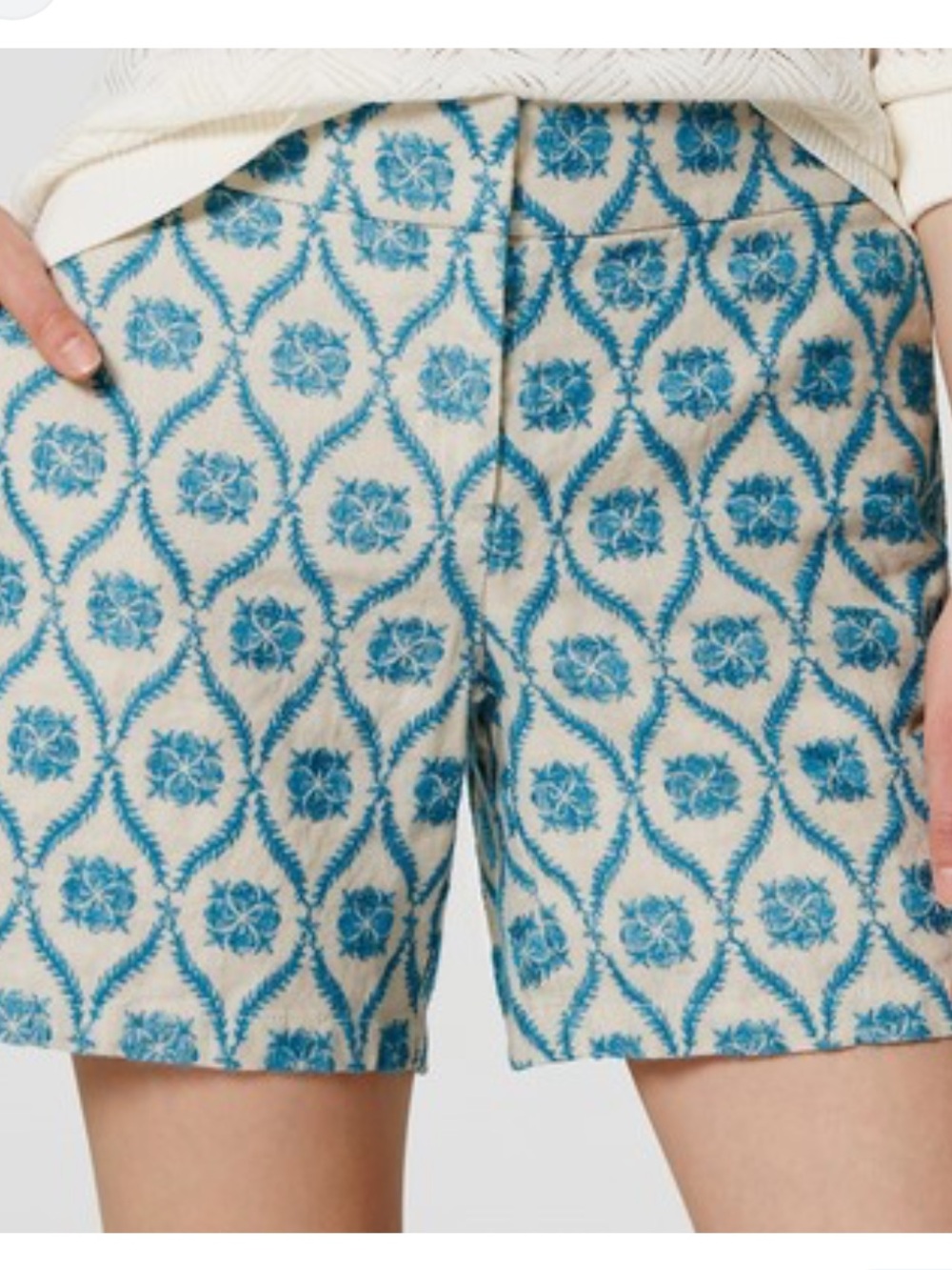 Ann Taylor LOFT linen embroidered Riviera Short size 6 EUC blue floral
